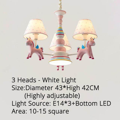 Chandelier Children's Room Lamp Boy And Girl Baby Bedroom Chandelier Nordic Pastoral  Cartoon Creative Pegasus Lamps