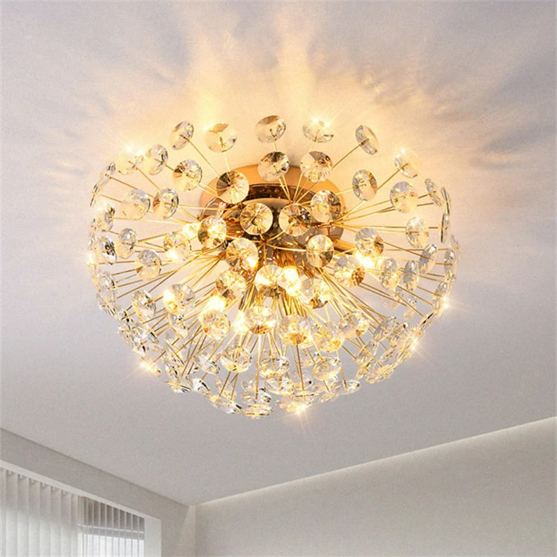 Dandelion Crystal Ceiling Light  New Style Living Room, Bedroom, Study Decoration Light Creative Sun Flower LED Light