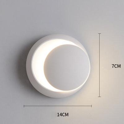 360 Degree Rotary Square Round Bedside Lunar Eclipse Wall Lamp Black and White Living Room Background Wall Stair Decorative Lamps