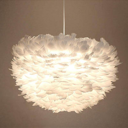 Loft Modern White Nature Goose Feather Pendant Lights Romantic E27 Led Pendant Lamps For Home Restaurant Bedroom Living Room