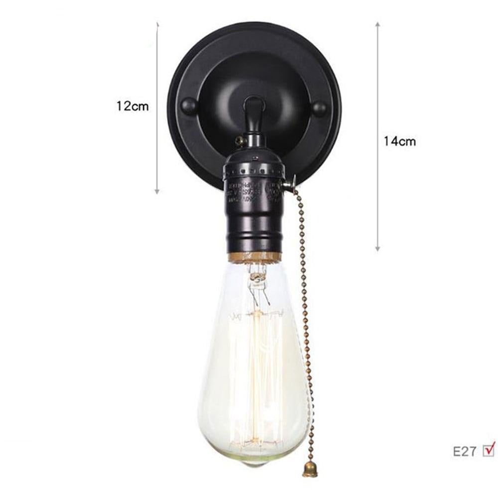 Pull chain switch scones led wall lights Chrome loft style retro vintage iron bedroom wall lamp bedside lampen stair wandlamp