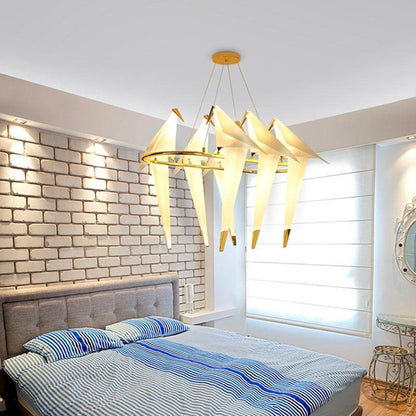 Nordic Bird Iron Pendant Light Paper Crane LED Lamp   Suspension Luminaire Loft Living Room Restaurant Pendant Lamp