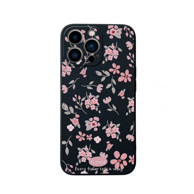 Green Leaf Pink Flower Print Phone Case For iPhone 11 12 13 14 15 16 17 Pro Max Air XS X XR 7 8 Plus 16e Shockproof Soft Cover