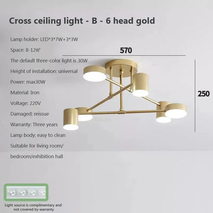 Modern LED Ceiling Chandelier 6 Heads Hanging Lamp Gold Black  For Dining Room Living Rooms Bedroom Hall Home