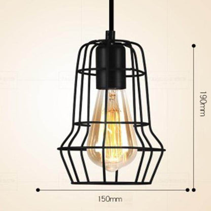 LED Indoor E27Modern Cage Pendant Light Iron Minimalist Retro Scandinavian Loft Pendant Lamp Metal Hanging RestaurantLamp