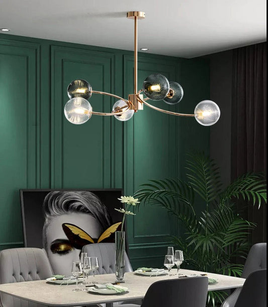 New Nordic LED Chandelier for Living Room Dining Bedroom Kitchen Ceiling Pendant Lights Multicolor Glass Lampshade Fixtures