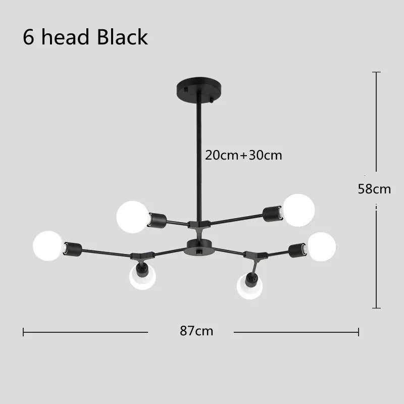Modern Sputnik Ceiling Chandelier Satellite Hanging Lamp Lustre Light Fixture 3 6 9 Iron Spider Home Living Dining Room Decor