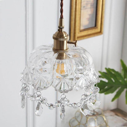 Nordic Brass Glass Pendant Lamp Modern Little Crown Pendant Lights LED E27 Decoration Hanging Lamp For Cafe Bedroom Bedside