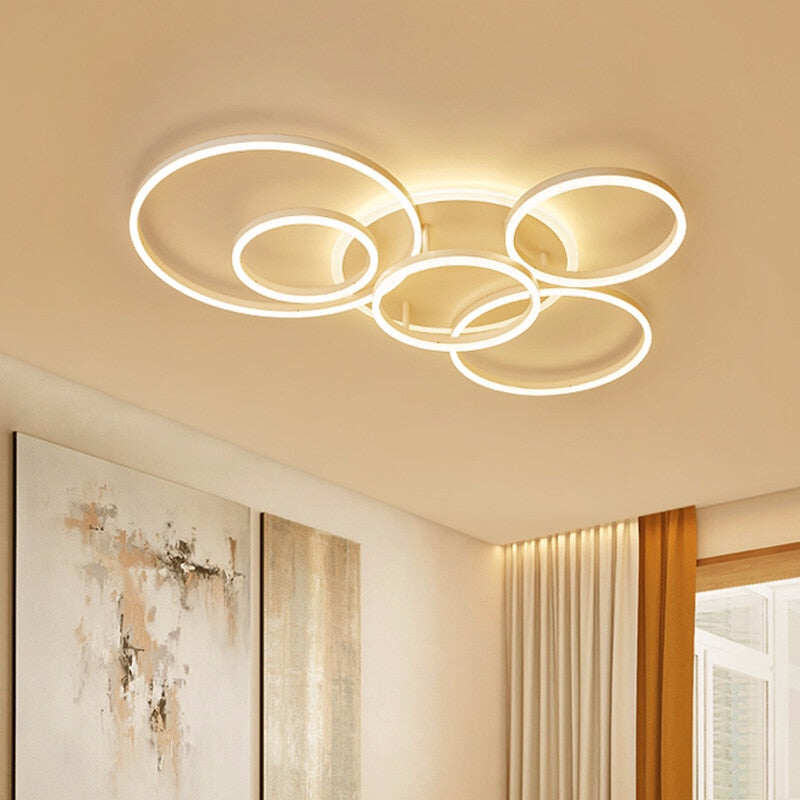 Modern Ceiling Lights For Living Room Circle Gold Brown LED Plafon Decor Bedroom Lamps Fixture With Remote Control Lustre