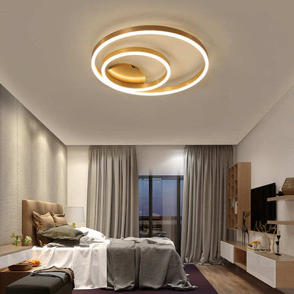 Golden Round Iron Led Ceiling Lights For Living Room Bedroom Indoor Home Lustre Lighting Fixtures Dimmable Lamps