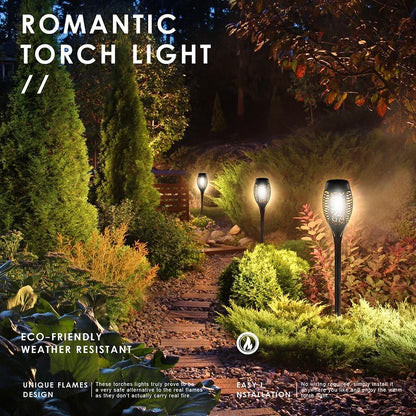 LED Solar Flame Torch Lamp Outdoor Lights Solar Garden Light Flickering Lamp Courtyard Balcony Lawn Path Spotlight ping