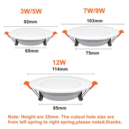 Driverless LED Recessed Downlight 2-in-1 SMD 2835 3W 5W 7W 9W 12W LED Ceiling Spot light Bedroom Indoor Lighting