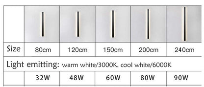 Modern Waterproof Outdoor Long Strip LED Wall Lamp IP65 Aluminum Wall Light Garden Porch Sconce Light 110V 220V Sconce Luminaire