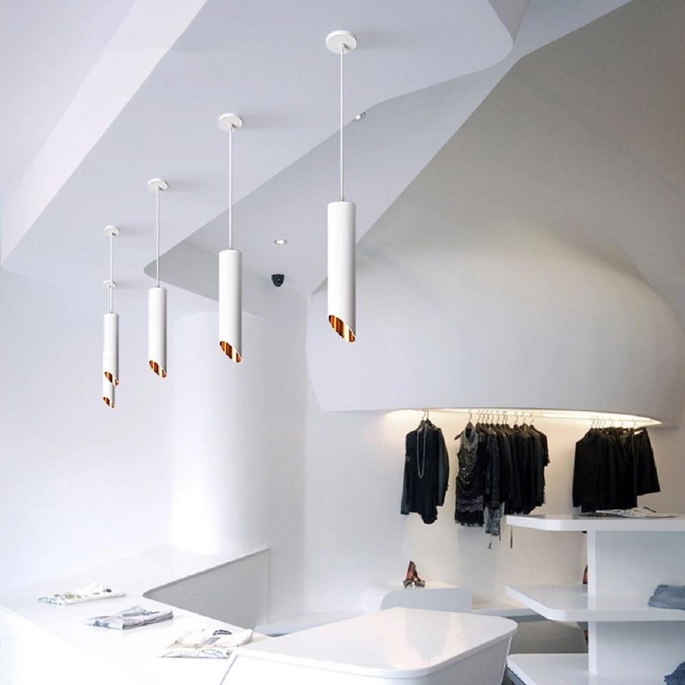 led Pendant Lamp Long Tube light GU10 7W Island Dining Room Shop Bar Counter Decoration Cylinder Pipe Pendant Light Kitchen Lamp