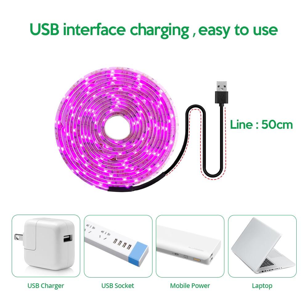 LED Grow Light Full Spectrum  USB Grow Light Strip 2835 LED Phyto Lamps For Plants Greenhouse Hydroponic Growing 0.5M 1M 2M 3M