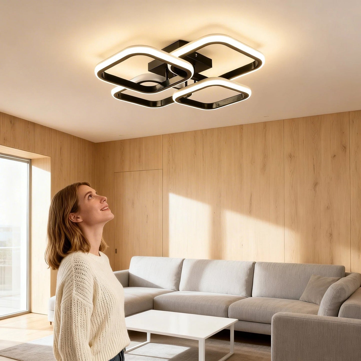 Modern 40W LED Ceiling Light 4 Square Living Room Bedroom Restaurant Hotel Office Study Indoor Home Decorative Lighting Fixture