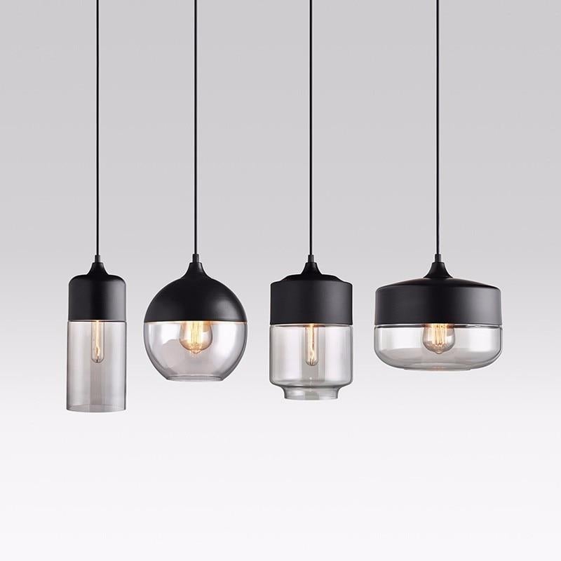 Glass Lamp Modern Pendant Lights Kitchen Fixtures For Dining Room Restaurant Bar Black White Indoor Home Hanging Lighting Lustre