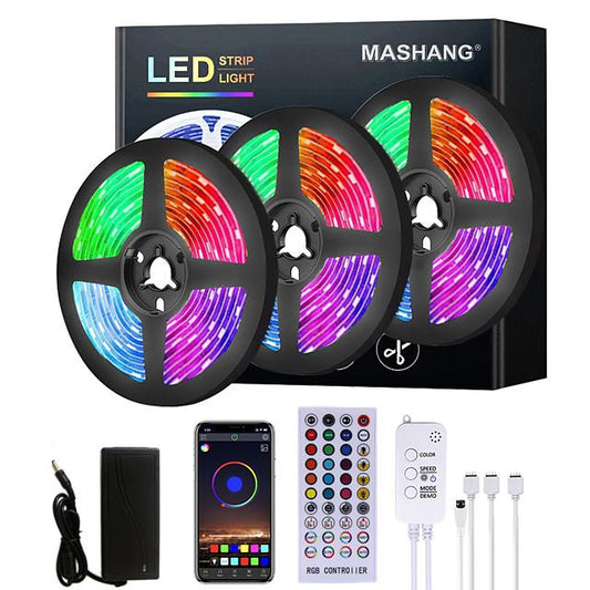 15M LED Strip Lights RGB LED Light Strip Music Sync LED Strip 5M 10M 20M 2835 SMD Color Changing LED Strip Light and 40 Keys Remote Bluetooth Controller for Bedroom Home TV Back Lights