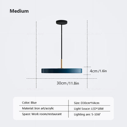 Nordic LED Pendant Light Macaron Disc LED Pendant Lamp Warm Light Warm Light Decoration Fixtures Acrylic
