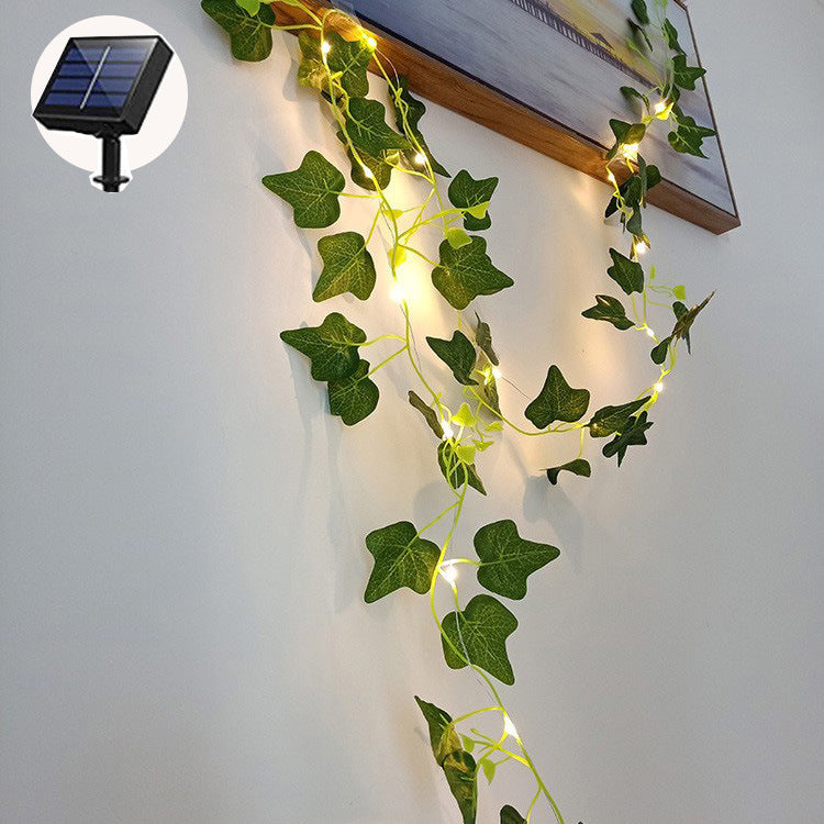 Solar Powered Sunflower Rose String Lights Artificial Ivy Leaves LED Fairy Lights Christmas Wedding Yard Fence Wall Decoration