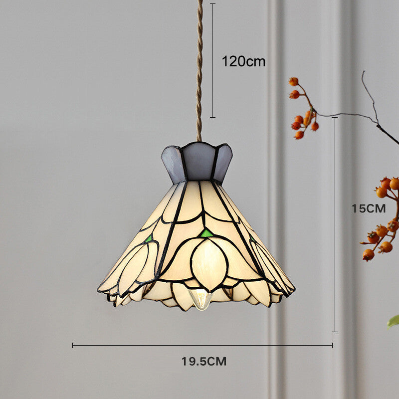Color Tiffany Glass Pendant Light Industrial Loft Hanging Lamp Ceiling Chandelier Lighting Living Room Dining Kitchen Restaurant