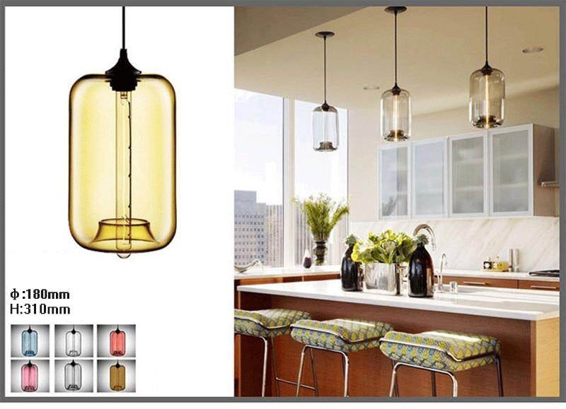 Modern Loft E27 Glass Bowl Pendant Lights Colorful Simple Hanging Lamps For Kitchen Living Room Bedroom Restaurant Hotel Room