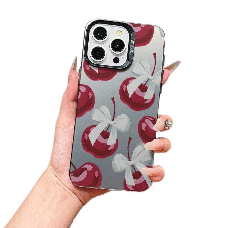 Cherry Bow Pattern Phone Case for iPhone16/15/14/13/12/11/ProMax/Pro/Plus Fashion Friend Gift Aesthetic Phone Case
