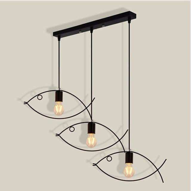 Nordic minimalist retro clothing store creative personality small fish chandelier bar restaurant wrought iron single three head