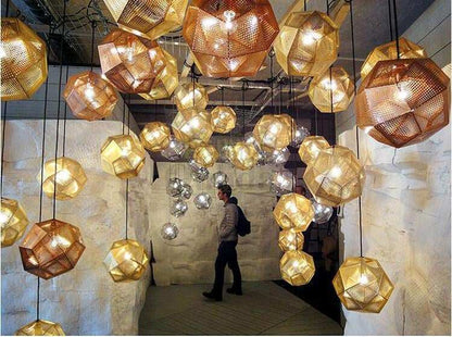 Modern Industrial Pendant Lights Hotel/Restaurant/Bar Pendant Lamps Gold/Silver Stainless Steel Art Geometry Net Lighting