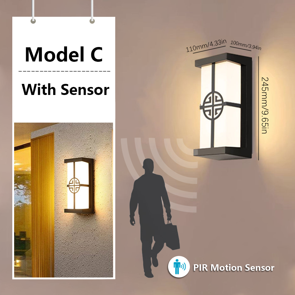 Outdoor Lamps Motion Sensor Wall Light Waterproof AC85-265V 16/30W Exterior Wall Lamp For Garden Light Street Lamp