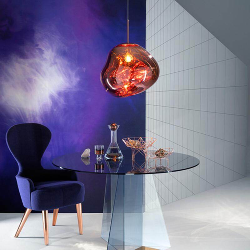 Modern 30/40cm Red Silver Gold Melt Glass Pendant Lamp Lava Irregular Creative Designer Hang Lamp For Living Room Bedroom