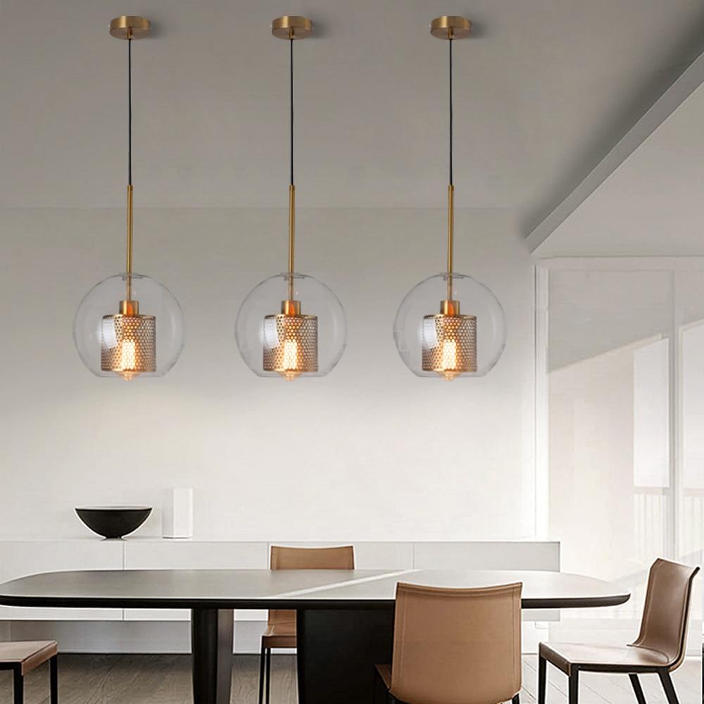 Loft Modern Pendant Light Glass Ball Hanging Lamp Kitchen Light Fixture Dining Hanglamp  Living Room Luminaire