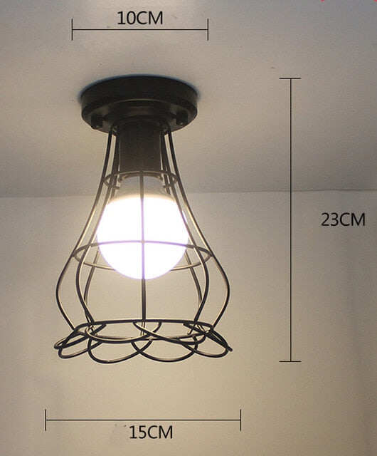 Vintage Ceiling Lights Lustre Luminaria Led Ceiling Lamp Loft Iron Cage Fixtures Lighting