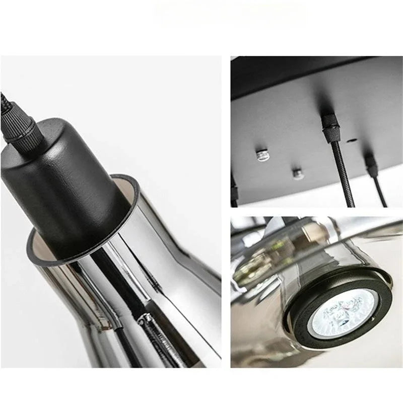 LED Chandelier Modern Minimalist Smoke Gray Glass Restaurant Bar Bedroom Bedside Single Head Pendant Lamp Indoor Lighting