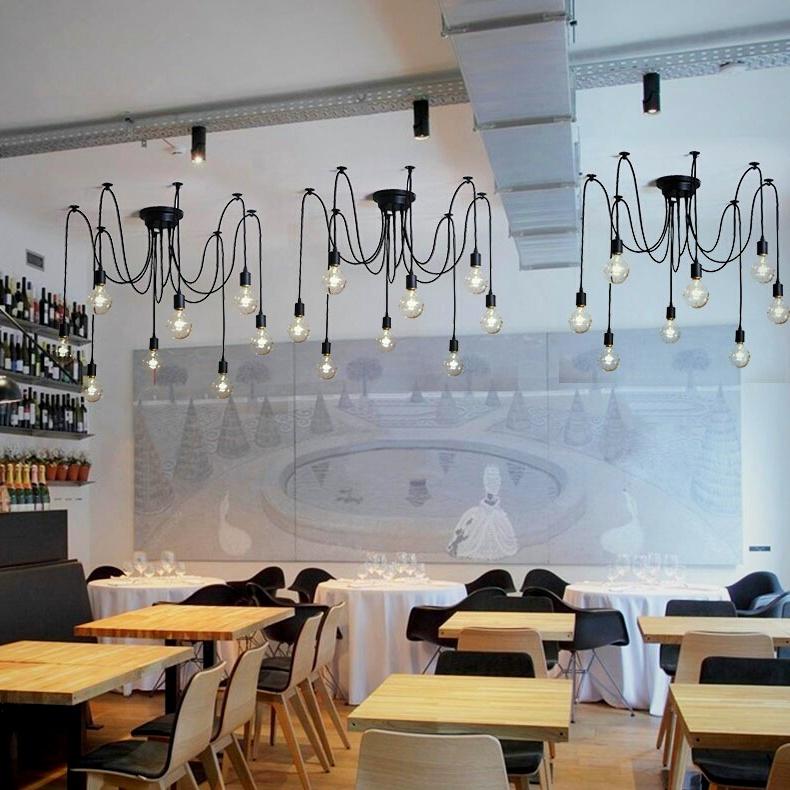 Chandelier DIY Art Spider Ceiling Lamp Fixture Light Hanging Mordern Nordic Retro Edison Bulb Light Vintage Loft Antique hanging