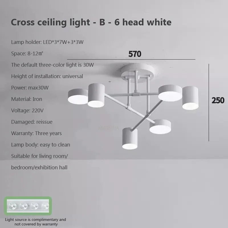 Modern LED Ceiling Chandelier 6 Heads Hanging Lamp Gold Black  For Dining Room Living Rooms Bedroom Hall Home