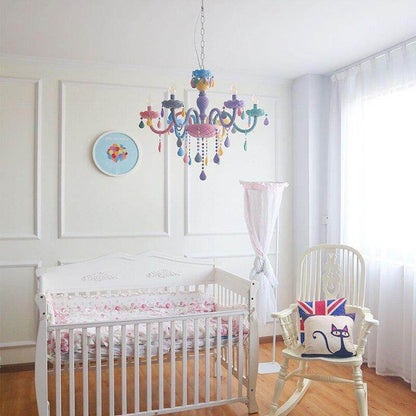 Makaron Color Crystal Pendant Lamp Children Bedroom Lamp Creative Fantasy Luminaire Stained Glass Lustre Candle Hanging Lamp