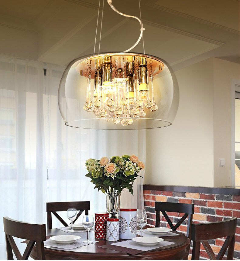 Modern Simple LED Living Room Restaurant Light In The Bedroom Villa Hotel Glass Cover Crystal Chandelier