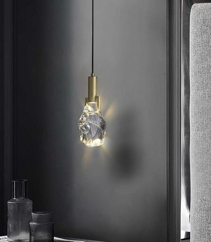 All-copper Original Stone Crystal Bedroom Bedside Small Chandelier Decorative Chandelier