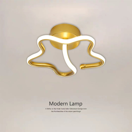 Modern LED Ceiling Light With Creative Golden Pentagram For Balconies Corridors Bedrooms