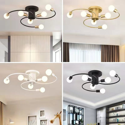 Household E27 Iron Ceiling Chandelier Lamp Modern Style Ceiling Lamp Bedroom Light Surface Installation Dining Room Lamp