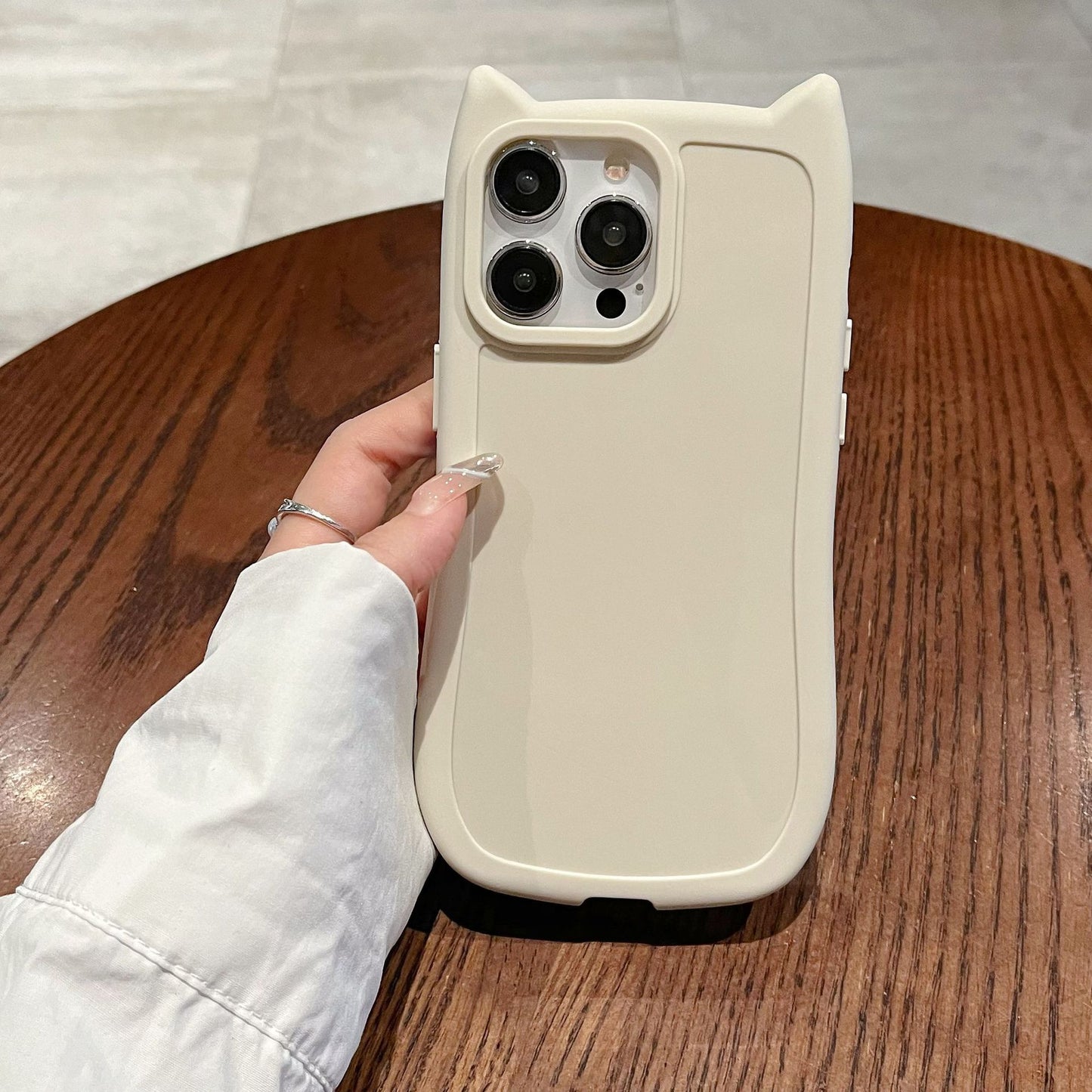 Cute Cartoon 3D Cat Ear Phone Case For iPhone 16 Plus 15 14 13 12 11 Pro Max Animal Design Matte Soft Silicone Protection Cover