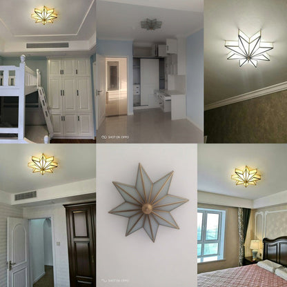 Modern Ceiling Lights Bedroom Copper Lighting Living Led Lamp Star Shape Kitchen Brass Ceiling Lamp Led Glass Fixtures Dining