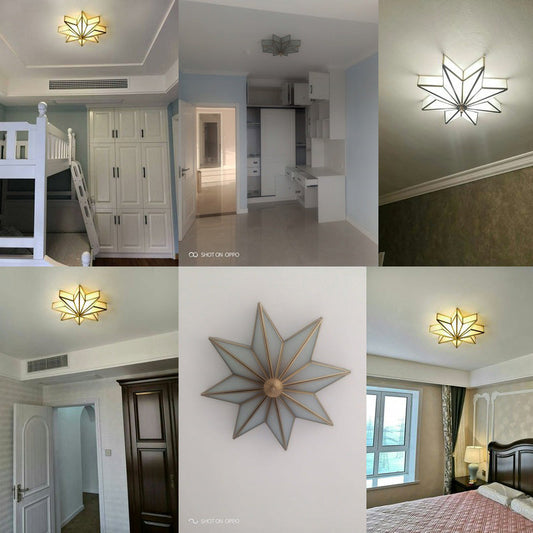 Modern Ceiling Lights Bedroom Copper Lighting Living Led Lamp Star Shape Kitchen Brass Ceiling Lamp Led Glass Fixtures Dining