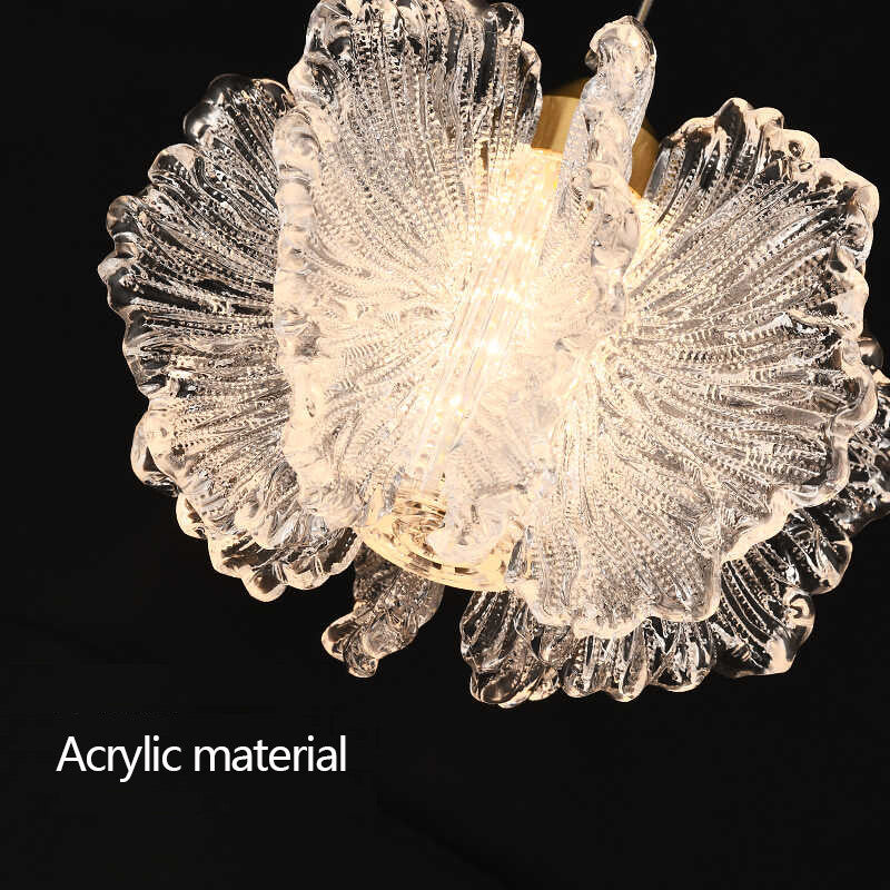 Cream-Style Long line Bedroom Bedside Flower Chandelier Acrylic Dining Room Warm Lighting Fixtures