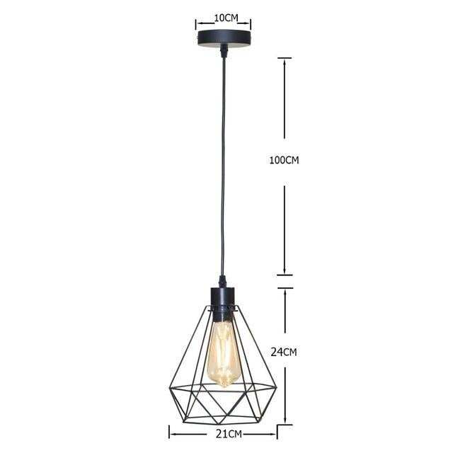 Modern  Industrial Vintage Cage Pendant Light Iron Art Diamond Pyramid Wrought home Ceiling Lamp Suitable for E27 bulbs