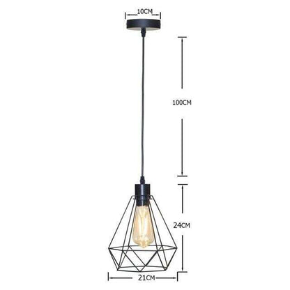 Modern  Industrial Vintage Cage Pendant Light Iron Art Diamond Pyramid Wrought home Ceiling Lamp Suitable for E27 bulbs