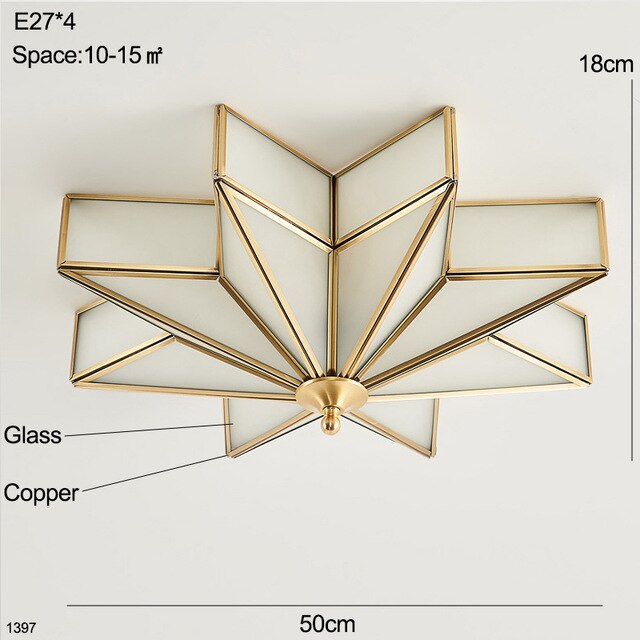 Modern Ceiling Lights Bedroom Copper Lighting Living Led Lamp Star Shape Kitchen Brass Ceiling Lamp Led Glass Fixtures Dining
