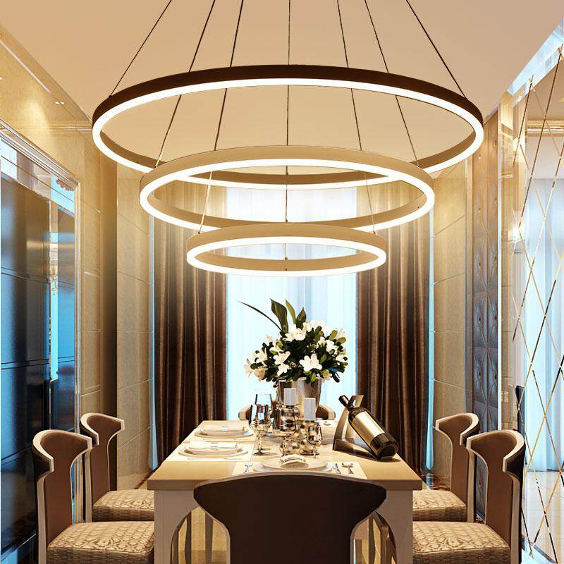 Circel Rings Modern Led Pendant Lights For Dining Living Room Acrylic Cerchio Anello Lampadario Pendant Lamp Lamparas Modernas