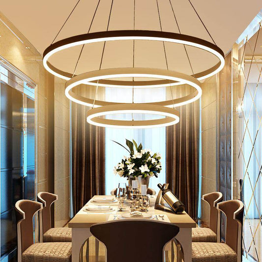 Circel Rings Modern Led Pendant Lights For Dining Living Room Acrylic Cerchio Anello Lampadario Pendant Lamp Lamparas Modernas